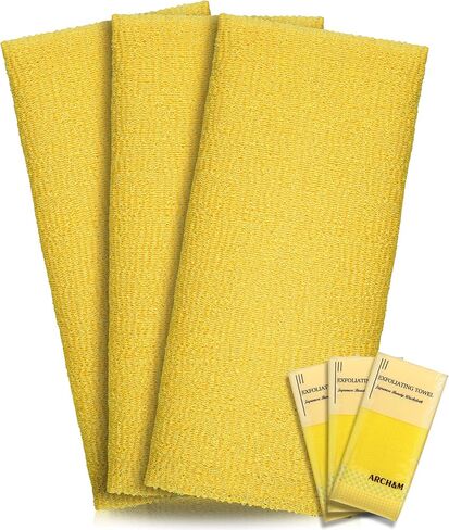 ARCH&M Exfoliating Washcloth Towel Japanese Washcloth Nylon Bath Wash Towel Korean Exfoliating Towel Beauty Washcloth Sponge Loofah Body Scrub Back Scrubber for Shower Cloth 3 Pack (Blue x 3) in Saudi Arabia