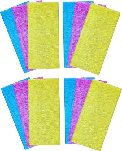 ARCH&M Exfoliating Washcloth Towel Japanese Washcloth Nylon Bath Wash Towel Korean Exfoliating Towel Beauty Washcloth Sponge Loofah Body Scrub Back Scrubber for Shower Cloth 3 Pack (Blue x 3) in Saudi Arabia