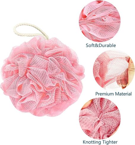 Awontar Bath Loofah Sponge, 60G Shower Loofah Exfoliating Body Scrubber Sponge, 4 Count Bath Mesh Pouf Ball for Women and Men in Saudi Arabia