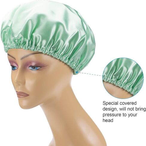 AmazerBath Shower Caps for Women, 4 PCS Waterproof Bath Caps, Elastic and Reusable Shower Hair Cap, Double Layers Hair Cap, Environmental Protection Bathing Caps in Kuwait