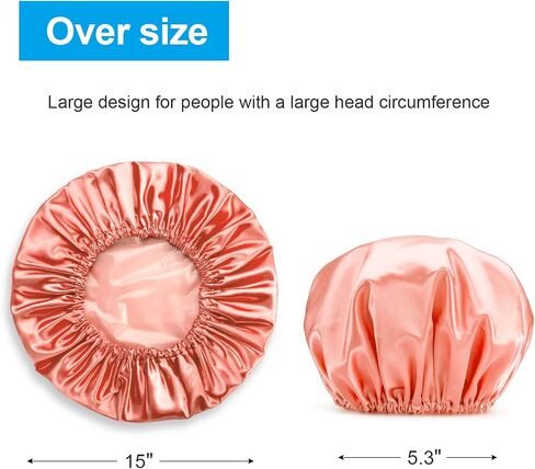 AmazerBath Shower Caps for Women, 4 PCS Waterproof Bath Caps, Elastic and Reusable Shower Hair Cap, Double Layers Hair Cap, Environmental Protection Bathing Caps in Kuwait