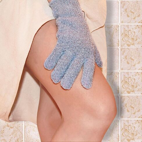 Evridwear Exfoliating Dual Texture Bath Gloves for Shower, Spa, Massage and Body Scrubs, Dead Skin Cell Remover, Gloves with Hanging Loop (1 Pair Black Heavy Glove) in Saudi Arabia