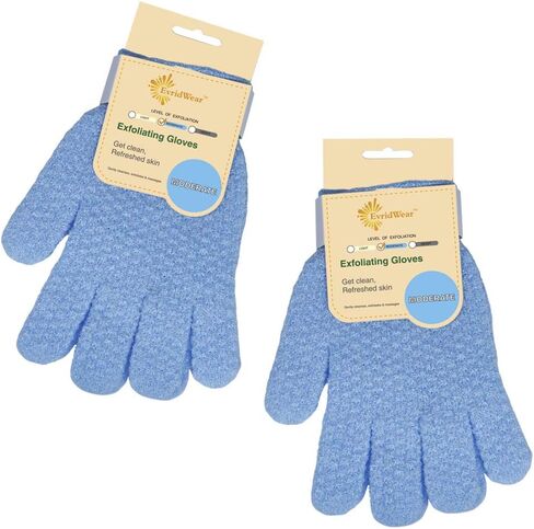 Evridwear Exfoliating Dual Texture Bath Gloves for Shower, Spa, Massage and Body Scrubs, Dead Skin Cell Remover, Gloves with Hanging Loop (1 Pair Black Heavy Glove) in Saudi Arabia