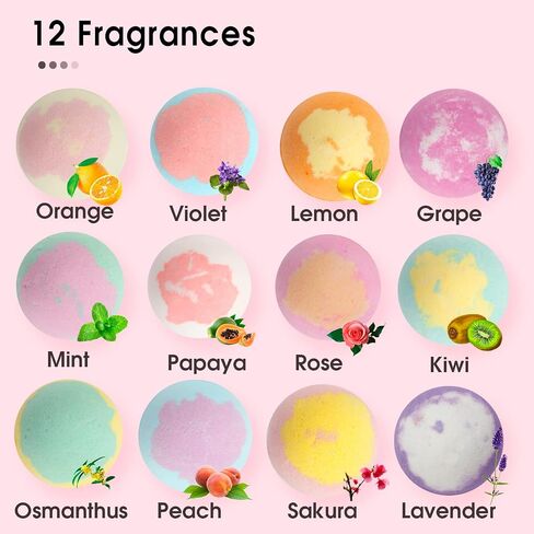 iHave Bath Bombs للنساء، 12 مجموعة قنابل حمام صغيرة، مجموعة هدايا سبا للنساء، قنابل حمام طبيعية مصنوعة يدويًا غنية بالزيوت العطرية، هدايا رومانسية لها متعددة الألوان in Kuwait
