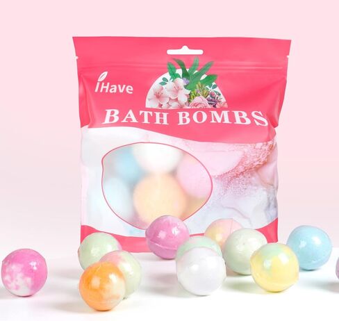 iHave Bath Bombs للنساء، 12 مجموعة قنابل حمام صغيرة، مجموعة هدايا سبا للنساء، قنابل حمام طبيعية مصنوعة يدويًا غنية بالزيوت العطرية، هدايا رومانسية لها متعددة الألوان in Kuwait