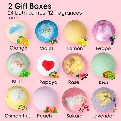 iHave Bath Bombs للنساء، 12 مجموعة قنابل حمام صغيرة، مجموعة هدايا سبا للنساء، قنابل حمام طبيعية مصنوعة يدويًا غنية بالزيوت العطرية، هدايا رومانسية لها متعددة الألوان in Kuwait
