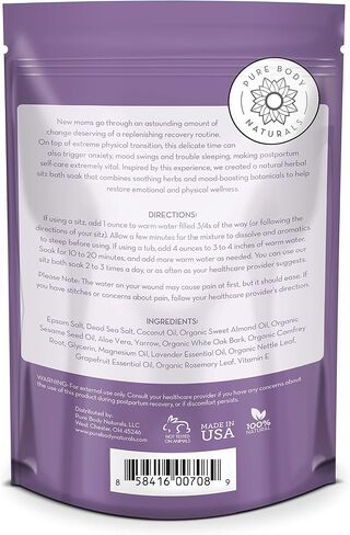 Pure Body Naturals Sitz Bath Salt – Postpartum Care and Hemorrhoid Treatment – Natural Soak for Self Care and Hemmoroid Treatment - Post Partum Essentials, 32 Oz in Saudi Arabia