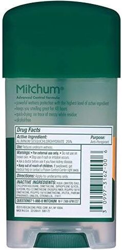 Mitchum Men's Deodorant, Antiperspirant Stick, Triple Odor Defense Invisible Solid, 48 Hr Protection, Dermatologist Tested, Clean Control, 2.7 Oz (Pack of 1) in Saudi Arabia
