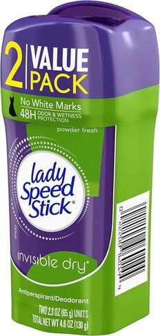 مضاد التعرق ليدي سبيد ستيك، مسحوق جاف غير مرئي منعش، مزدوج، 2.3 أونصة، عبوة من قطعتين in Kuwait