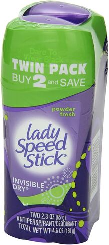 مضاد التعرق ليدي سبيد ستيك، مسحوق جاف غير مرئي منعش، مزدوج، 2.3 أونصة، عبوة من قطعتين in Kuwait