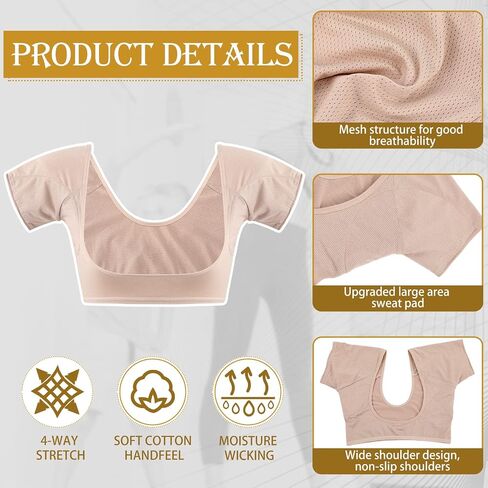 Zhanmai 3 Pcs Underarm Sweat Vest Armpit Sweat Proof Pads for Under Armpits Sweat Underarm Sweat Proof Pads for Women(Small,Black, Brown, Olive Green) in Saudi Arabia
