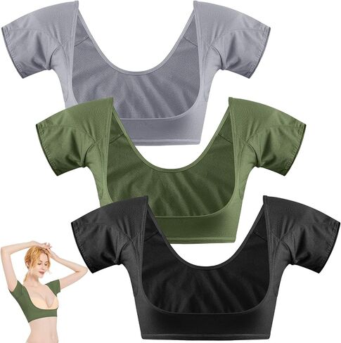 Zhanmai 3 Pcs Underarm Sweat Vest Armpit Sweat Proof Pads for Under Armpits Sweat Underarm Sweat Proof Pads for Women(Small,Black, Brown, Olive Green) in Saudi Arabia