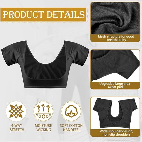 Zhanmai 3 Pcs Underarm Sweat Vest Armpit Sweat Proof Pads for Under Armpits Sweat Underarm Sweat Proof Pads for Women(Small,Black, Brown, Olive Green) in Kuwait