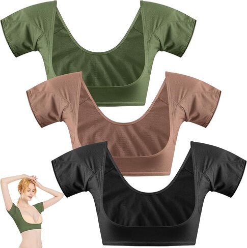 Zhanmai 3 Pcs Underarm Sweat Vest Armpit Sweat Proof Pads for Under Armpits Sweat Underarm Sweat Proof Pads for Women(Small,Black, Brown, Olive Green) in Kuwait
