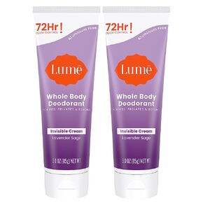 Lume Whole Body Deodorant - Invisible Cream Tube - 72 Hour Odor Control - Aluminum Free, Baking Soda Free, Skin Safe - 3.0 ounce Two-Pack (Unscented) in Kuwait
