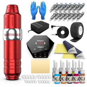 Wormhole Tattoo Kit, Rotary Tattoo Pen for Beginner,Tattoo Machine Kit Professional Complete with Tattoo Cartridge Needles, Tattoo Supplies in Kuwait