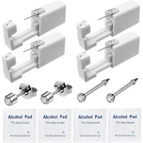 HELLWANG Piercing Kit Include 2 Pack Nose and 2 Pack Ear Piercing Kit, Simple and Safe to Use, Great for Beginners (Silver) in Saudi Arabia