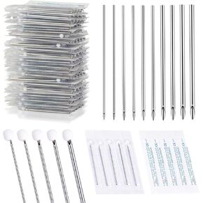 Ear Nose Piercing Needles - Autdor 50pcs Mixed Piercing Needles 14G and 16G Stainless Steel Hollow Needles for Ear Nose Navel Nipple Lip Tongue Piercing Kits Piercing Tools Piercing Supplies in Kuwait