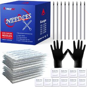 25 قطعة من إبر الثقب المختلطة، 12 جرام 14 جرام 16 جرام 18 جرام 20 جرام 5 قطع من كل إبرة ثقب الجسم المعقمة المصنوعة من الفولاذ المقاوم للصدأ للاستعمال مرة واحدة للأنف والشفاه والحاجز والأذن وثقب الحاجب in Kuwait