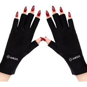 AIRSEE Anti UV Gloves for Nail Gel，UPF99+ Protection Gloves for Gel Nail Lamp, Professional Fingerless UV Light Gloves,Ultra Cool Feeling Fabric Protect Your Skin from UV Harm(Blush Charm)