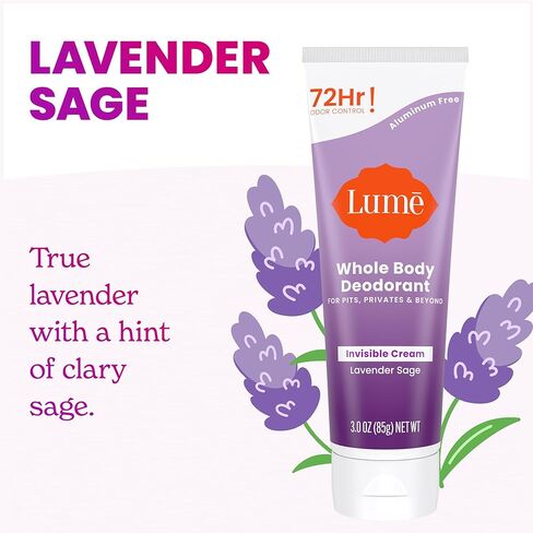 Lume Whole Body Deodorant - Invisible Cream Tube - 72 Hour Odor Control - Aluminum Free, Baking Soda Free, Skin Safe - 3.0 ounce Two-Pack (Unscented) in Kuwait
