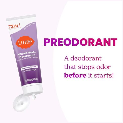 Lume Whole Body Deodorant - Invisible Cream Tube - 72 Hour Odor Control - Aluminum Free, Baking Soda Free, Skin Safe - 3.0 ounce Two-Pack (Unscented) in Kuwait
