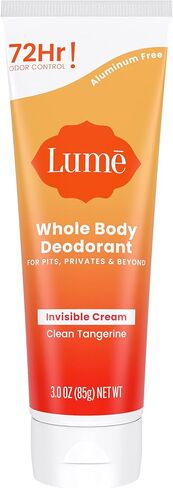 Lume Whole Body Deodorant - Invisible Cream Tube - 72 Hour Odor Control - Aluminum Free, Baking Soda Free, Skin Safe - 3.0 ounce (Clean Tangerine) in Kuwait