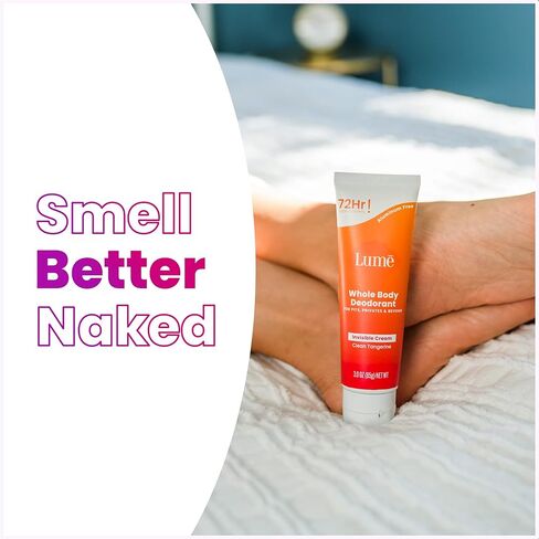 Lume Whole Body Deodorant - Invisible Cream Tube - 72 Hour Odor Control - Aluminum Free, Baking Soda Free, Skin Safe - 3.0 ounce (Clean Tangerine) in Kuwait