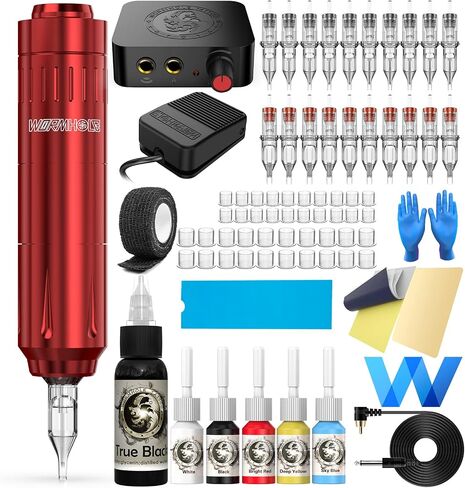 Wormhole Tattoo Gun Kit Cartridge for Beginners Rotary Tattoo Machine Kit Tattoo Pen Kit Tattoo Supplies WTK100 in Saudi Arabia