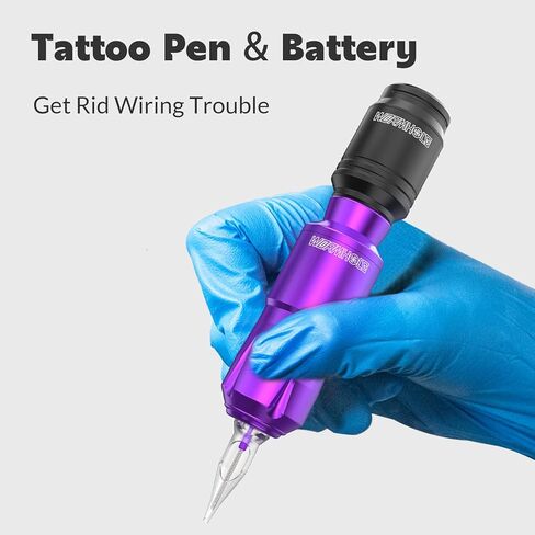Wormhole Tattoo Kit,Wireless Tattoo Pen Kit, Cordless Tattoo Machine, Rotary Tattoo Pen for Beginner,Tattoo Machine Kit Professional Complete with Tattoo Cartridge Needles, Tattoo Supplies TK039 in Kuwait