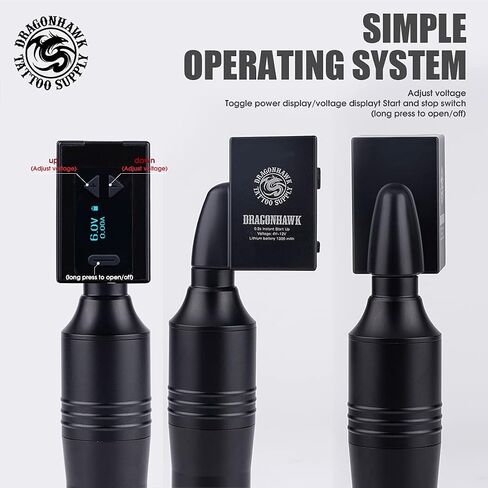 Dragonhawk Wireless Tattoo Kit, S12 Rotary Tattoo Pen Machine Gun, 2 Replaceble Batteries for Long Run Time, Tattoo Kit for Beginner Play & Learn in Saudi Arabia