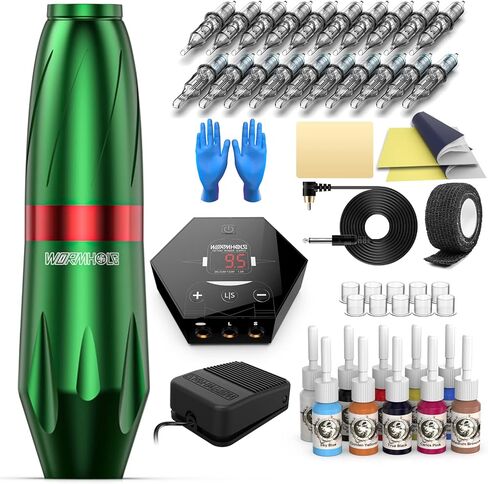 Wormhole Tattoo Kit, Tattoo Machine Kit for Beginner,Tattoo Machine Kit Professional Complete with Tattoo Cartridge Needles/Tattoo InkTK614 in Kuwait