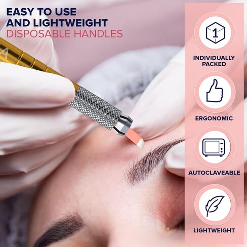 Microblading Supplies Blue Light Manual Tattoo Eyebrow Pens For Permanent Makeup Supplies | Durable Aluminum Pen With Lock-Pin Tech & Ergonomic Grip | Shape Brows, Fuller & Lush in Saudi Arabia