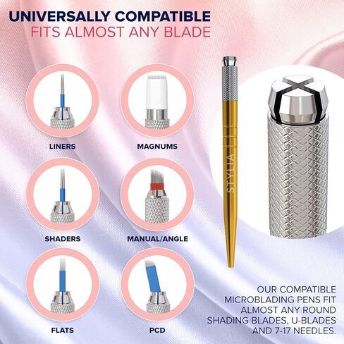 Microblading Supplies Blue Light Manual Tattoo Eyebrow Pens For Permanent Makeup Supplies | Durable Aluminum Pen With Lock-Pin Tech & Ergonomic Grip | Shape Brows, Fuller & Lush in Saudi Arabia