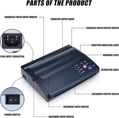 طابعة ناسخة حرارية لنقل الوشم من Atelics، مع 20 قطعة من ورق النقل، طابعة وشم استنسل للوشم المؤقت والدائم، إصدار تحديث أسود in Kuwait