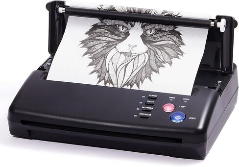 آلة طباعة استنسل نقل الوشم من Tattoer، طابعة ناسخة حرارية لاستنسل الوشم، آلة نقل طابعة استنسل الوشم للوشم، مجموعة الوشم، آلة الوشم مع 10 قطع من الورق، إصدار جديد in Kuwait