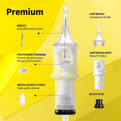 HAWINK Tattoo Cartridges Needles 50Pcs Mixed #12 Standard Round Liner 3RL 5RL 7RL 9RL 11RL EN05S-50KIT-E in Saudi Arabia