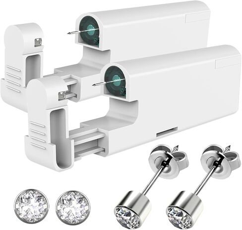KAIQIKAIXI 2Pcs Ear Piercing Kit Automatic And Painless Ear Nail Gun Disposable Aseptic Household Ear Piercing Gun Portable Ear Piercing Gun Group Ear Piercing Tools (3mm, Golden) in Kuwait