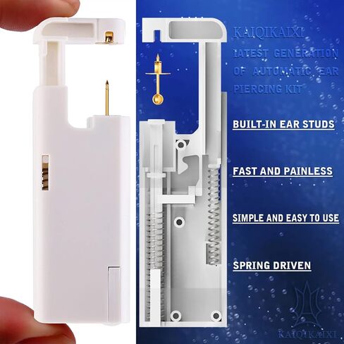 KAIQIKAIXI 2Pcs Ear Piercing Kit Automatic And Painless Ear Nail Gun Disposable Aseptic Household Ear Piercing Gun Portable Ear Piercing Gun Group Ear Piercing Tools (3mm, Golden) in Kuwait