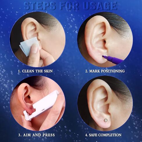 KAIQIKAIXI 2Pcs Ear Piercing Kit Automatic And Painless Ear Nail Gun Disposable Aseptic Household Ear Piercing Gun Portable Ear Piercing Gun Group Ear Piercing Tools (3mm, Golden) in Kuwait