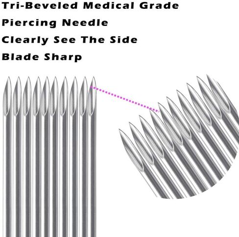 Body Piercing Needles, ATOMUS 10pcs 14G Stainless Steel Sterile Disposable Ear Nose Navel Nipple Lip Piercing Needles in Saudi Arabia