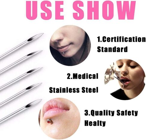 Body Piercing Needles, ATOMUS 10pcs 14G Stainless Steel Sterile Disposable Ear Nose Navel Nipple Lip Piercing Needles in Saudi Arabia