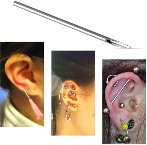 Body Piercing Needles, ATOMUS 10pcs 14G Stainless Steel Sterile Disposable Ear Nose Navel Nipple Lip Piercing Needles in Saudi Arabia