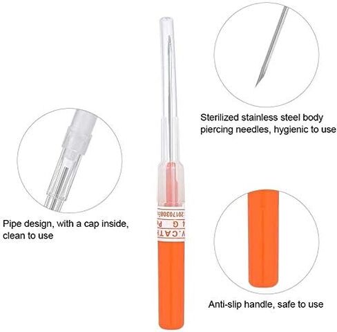 Catheter Piercing Needles 10Pcs 18 Gauge Ear Nose Piercing Needles IV Catheter Needles for Piercing Cleaned Body Tattoo Tools Piercing Kit Piercing Supplies in Kuwait