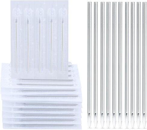 ChiMunllin 50PCS Stainless Steel Disposable Sterile Piercing Needles 14G 16G 18G 20G Piercing Needles Kits for Ear Nose Navel Nipple Lip Piercing Needles in Kuwait
