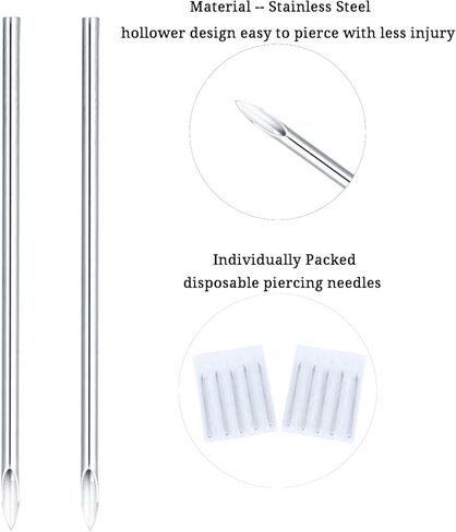 ChiMunllin 50PCS Stainless Steel Disposable Sterile Piercing Needles 14G 16G 18G 20G Piercing Needles Kits for Ear Nose Navel Nipple Lip Piercing Needles in Kuwait