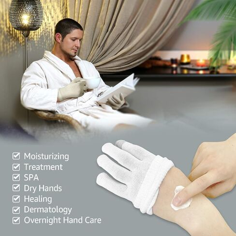 قفازات قطنية مرطبة للرجال من Evridwear مع أطراف أصابع تعمل باللمس لعلاج الأكزيما ومستحضرات التجميل والأيدي الجافة الحساسة وعلاج البشرة المتهيجة أثناء النوم أثناء الليل، 6 أزواج، خفيفة الوزن باللون الأسود، مقاس L/XL in Kuwait