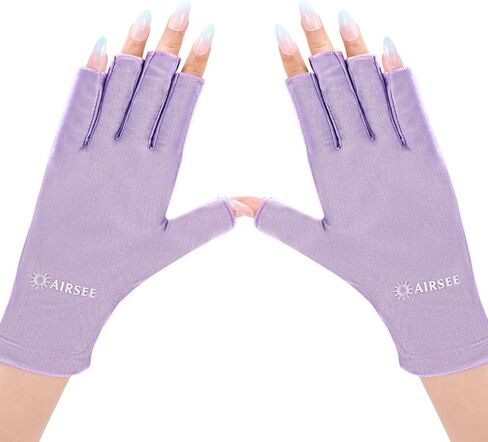 AIRSEE Anti UV Gloves for Nail Lamp, Professional UPF50+ UV Protection Gloves for Manicures Nail Art, Fingerless Gloves in Saudi Arabia