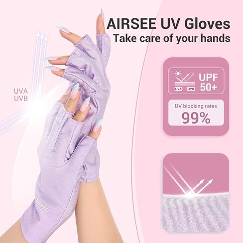 AIRSEE Anti UV Gloves for Nail Lamp, Professional UPF50+ UV Protection Gloves for Manicures Nail Art, Fingerless Gloves in Saudi Arabia