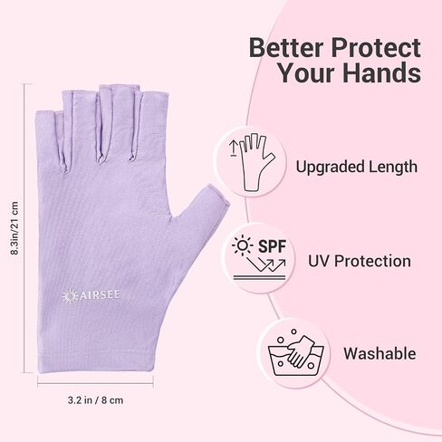 AIRSEE Anti UV Gloves for Nail Lamp, Professional UPF50+ UV Protection Gloves for Manicures Nail Art, Fingerless Gloves in Saudi Arabia